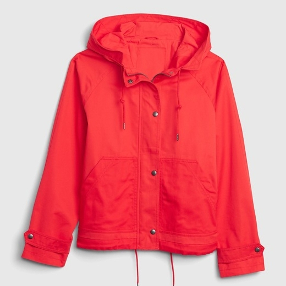 GAP Women's Bright Red Utility Jacket Sz  XL Cropped Anorak - Picture 3 of 15